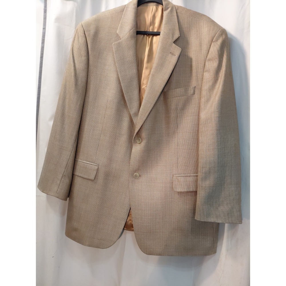 vtg ralph ralph lauren silk wool blazer jacket brown window pane 46r Preppy